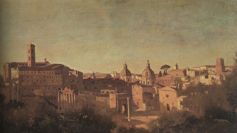  Jean Baptiste Camille  Corot The Forum seen from the Farnese Gardens oil painting picture
